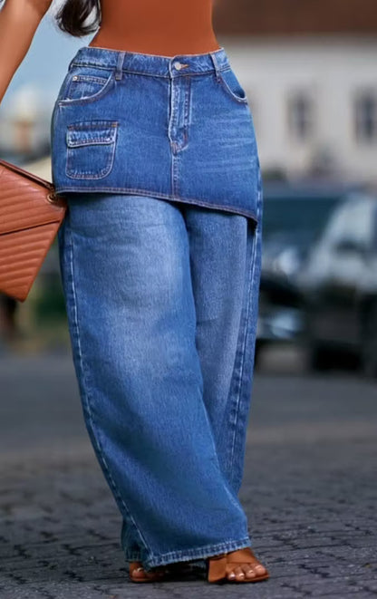 Jeans Efecto Falda-Pantalón