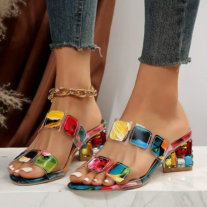 Sandalias "Jewel Glam" con Tacón de Bloque