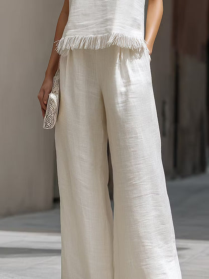 Conjunto Lino con Flecos Minimalista