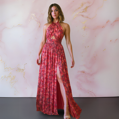 Vestido Gala Estampada Suprema