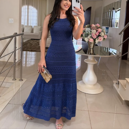 Vestido Maxi Crochet Amaranto