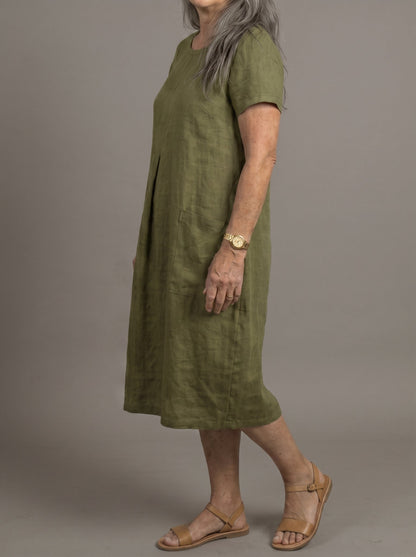 Vestido Midi Lino Olivo