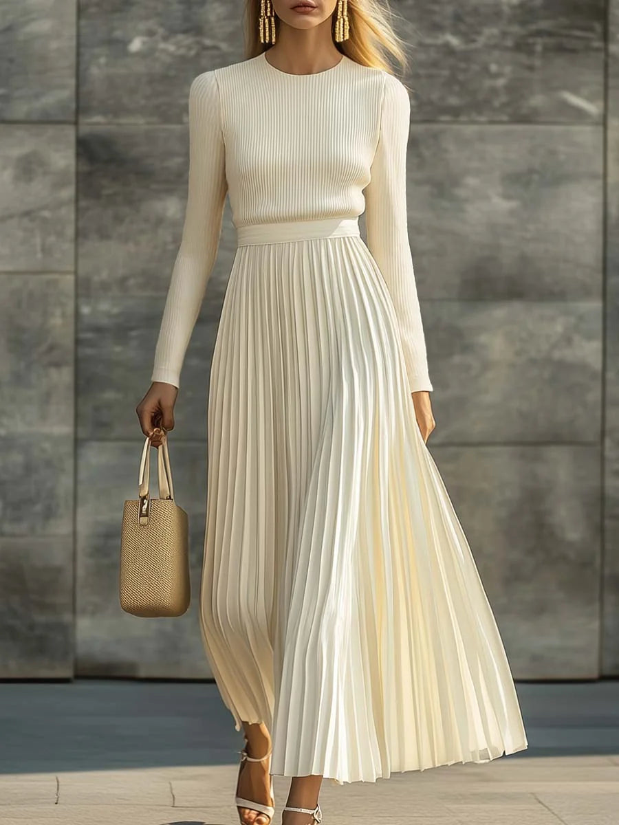 Vestido Midi Celestia – Elegancia Plisada