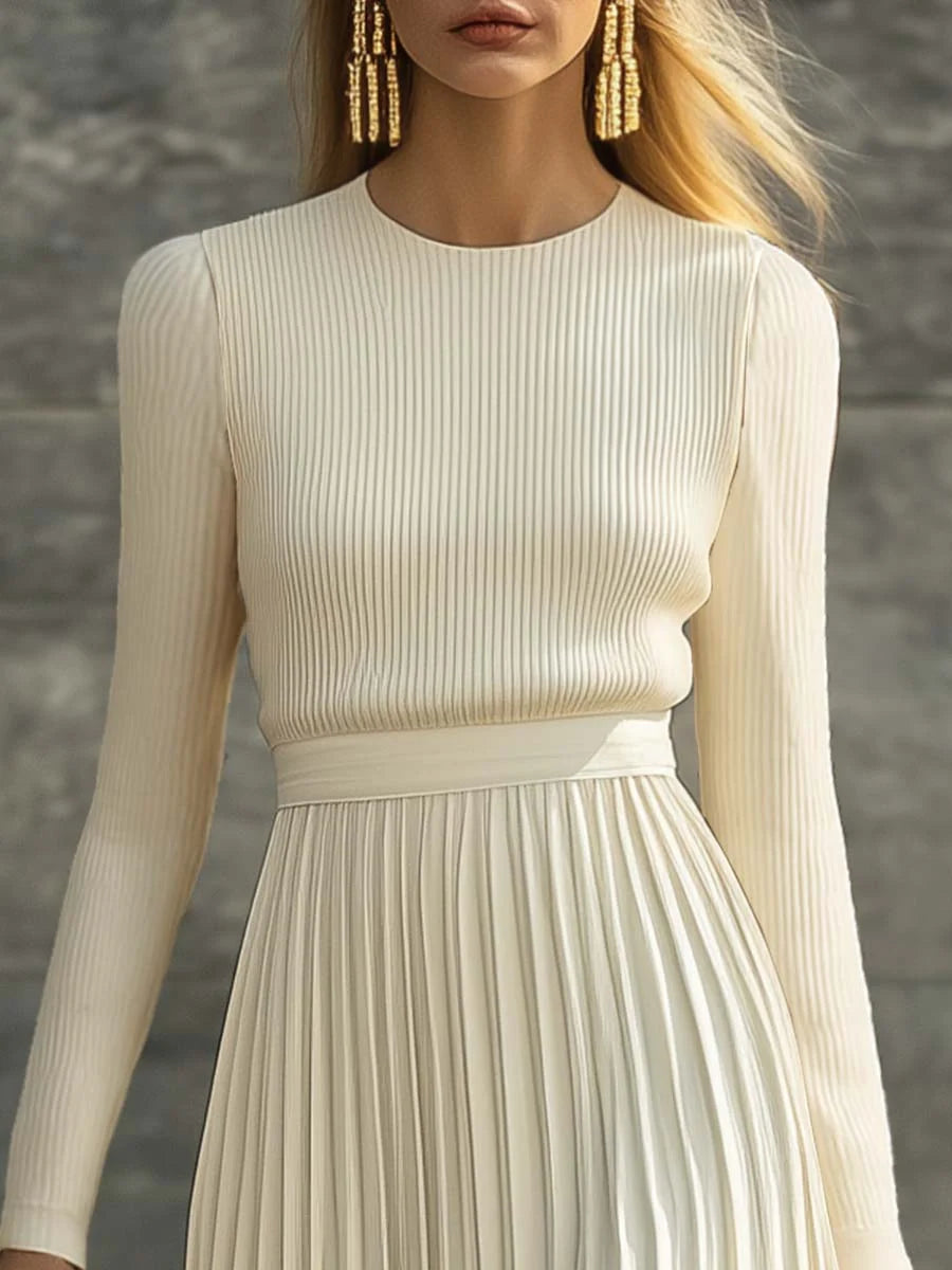 Vestido Midi Celestia – Elegancia Plisada