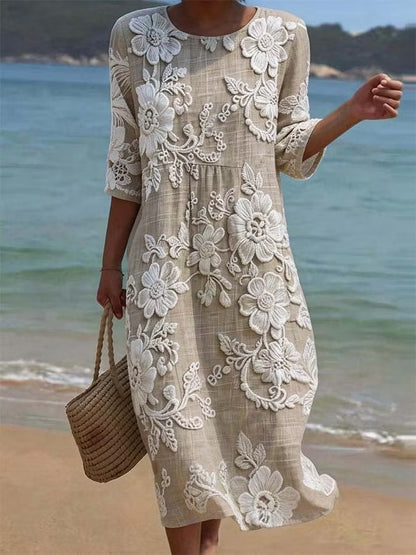 Vestido Verano Celeste Bordado