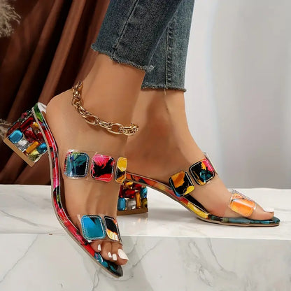 Sandalias "Jewel Glam" con Tacón de Bloque